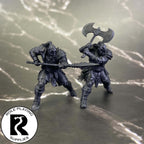 A dnd miniature orc war chief primed in black.
