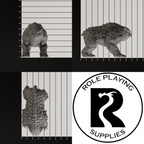 A dnd miniature owlbear, photo showing all 3 angles with sizes in mm.
