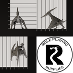 A dnd miniature pteranodon, photo showing all 3 angles with sizes in mm.