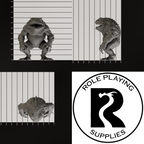 A dnd miniature red slaad, photo showing all 3 angles with sizes in mm.