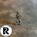 A dnd miniature satyr primed in black 28mm scale.