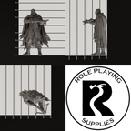A dnd miniature thug, photo showing all 3 angles with sizes in mm.
