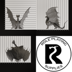 A dnd miniature young brass dragon, photo showing all 3 angles with sizes in mm.
