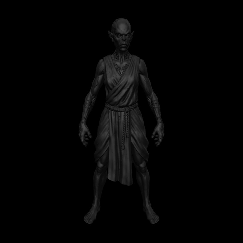 A dnd miniature githzerai monk AR model.
