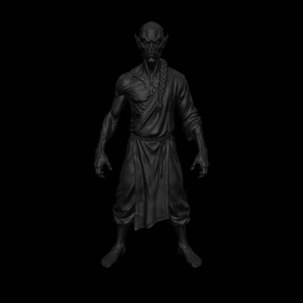 A dnd miniature githzerai monk AR model.
