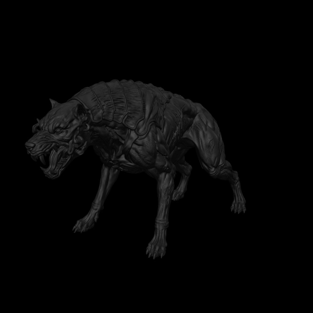 A dnd miniature hell hound AR model.
