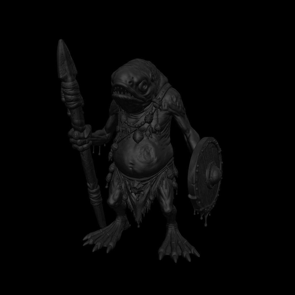 A dnd miniature kuo-toa AR model.
