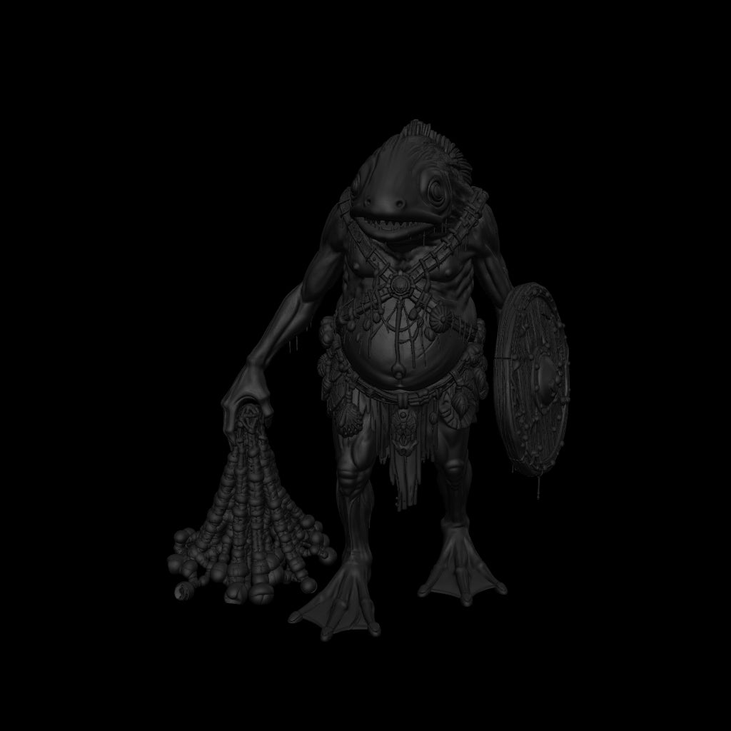 A dnd miniature kuo-toa AR model.
