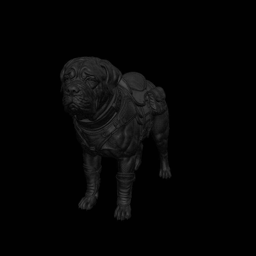 A dnd miniature mastiff AR model.
