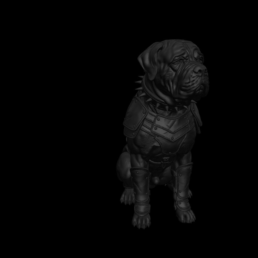 A dnd miniature mastiff AR model.
