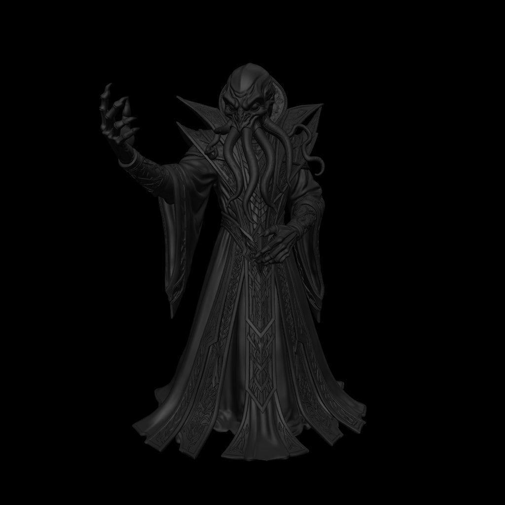 A dnd miniature mind flayer arcanist AR model.
