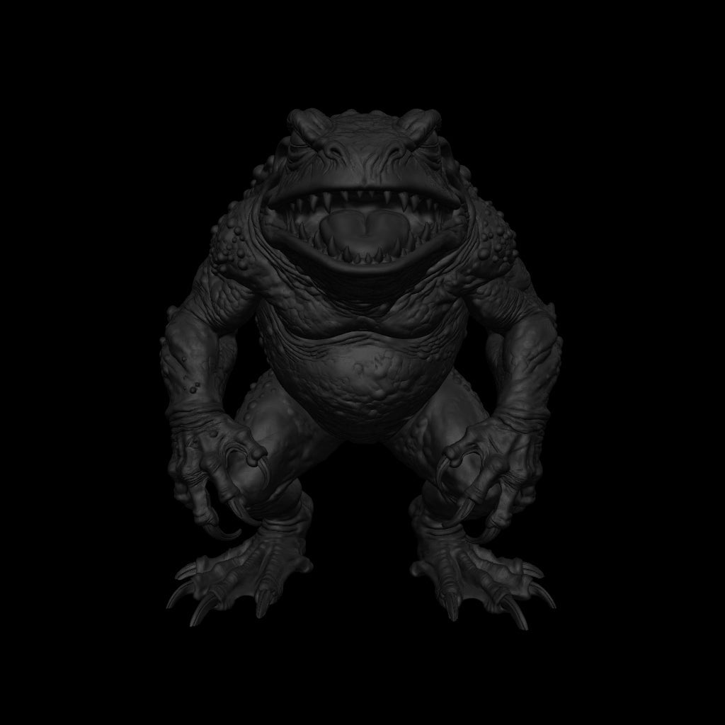 A dnd miniature red slaad AR model.
