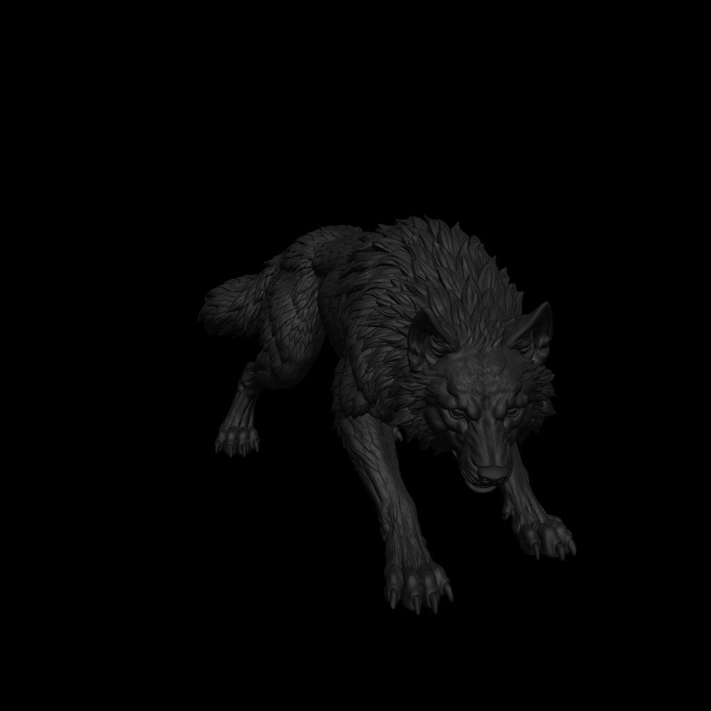 A dnd miniature winter wolf AR model.
