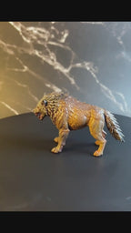 A video of a dnd miniature dire wolf painted.